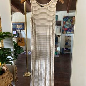 Art Class Striped Midi Dress - Cream and Brown